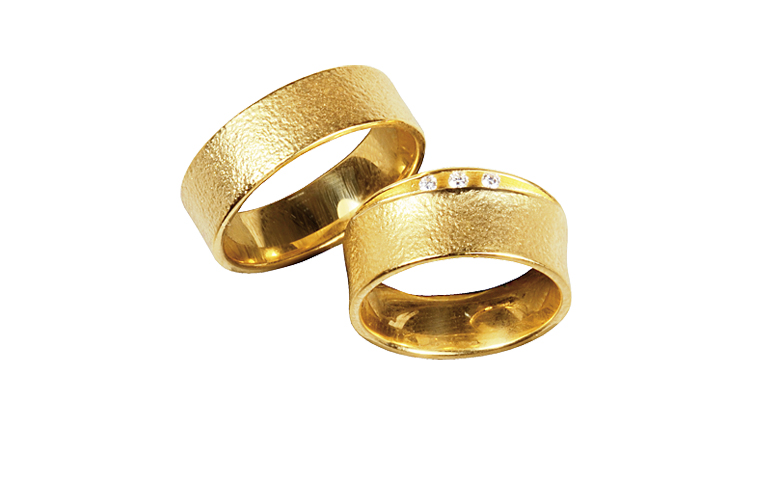 05257+05258-wedding rings, gold 750 and brillants